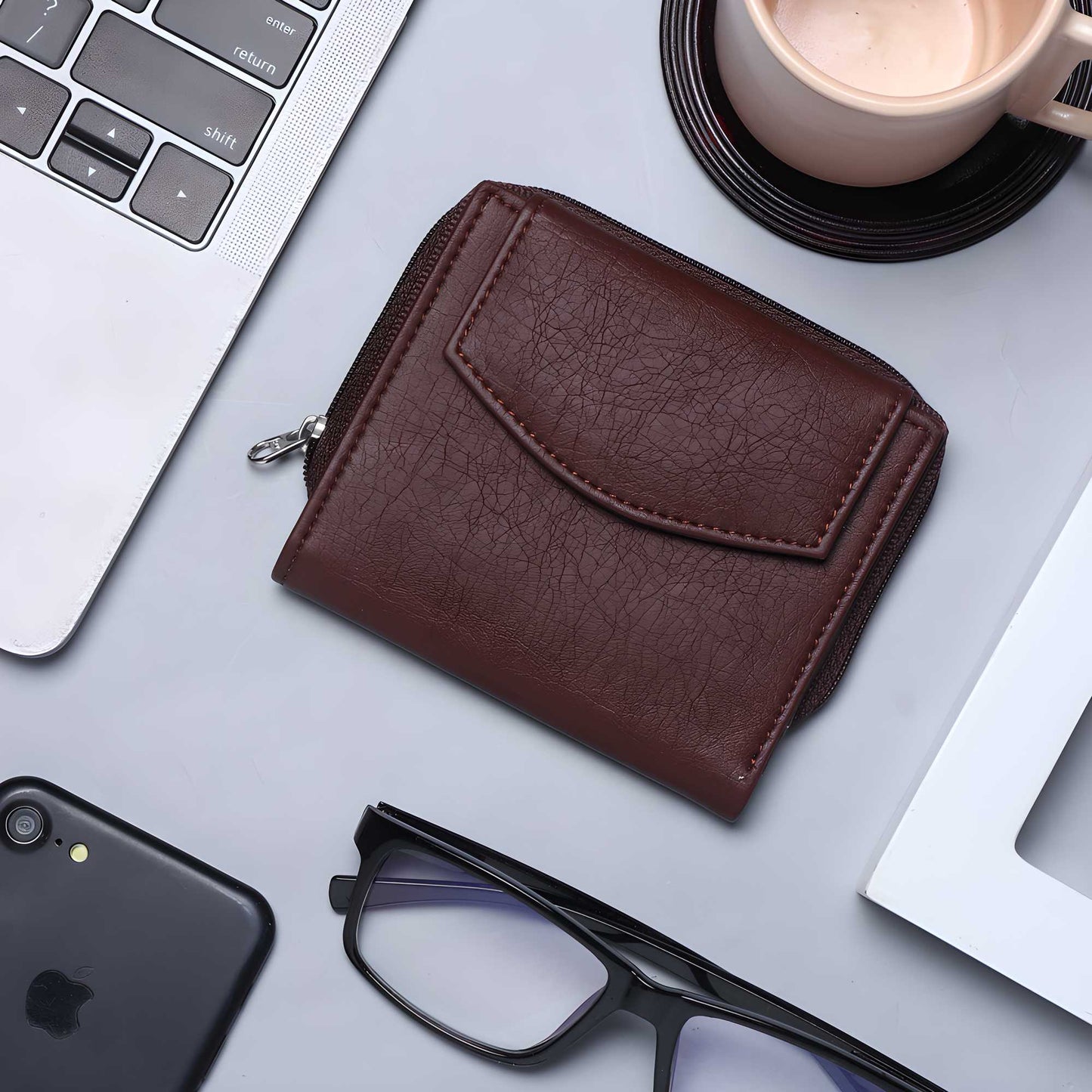 SAMTROH Girls Travel, Trendy Brown Artificial Leather Wallet (6 Card Slots)