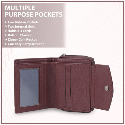 SAMTROH Girls Travel, Trendy Brown Artificial Leather Wallet (6 Card Slots)